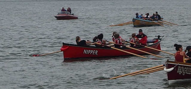 The Ladies A crew racing in the annual Barnstaple regatta       